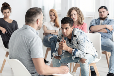 group of young man and woman having a session